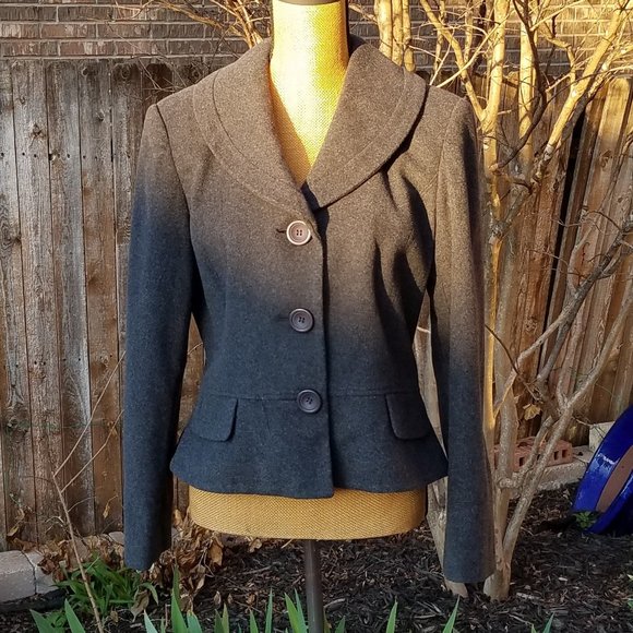 Harvé Bernard Wool Grey Mid-waist Jacket - Picture 1 of 11